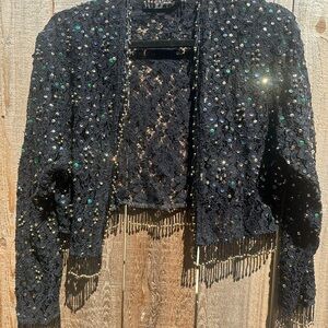 Vintage sequined lace jacket